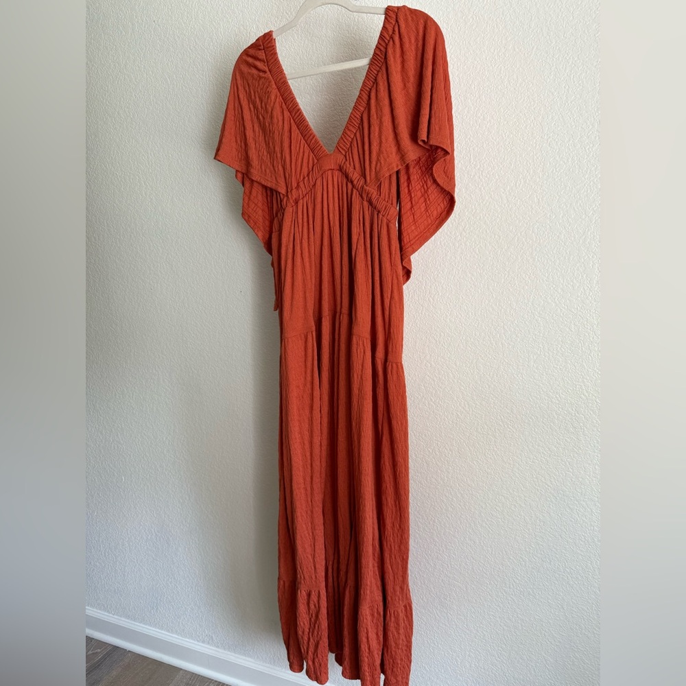FREE PEOPLE La-La Maxi Dress in Terracotta